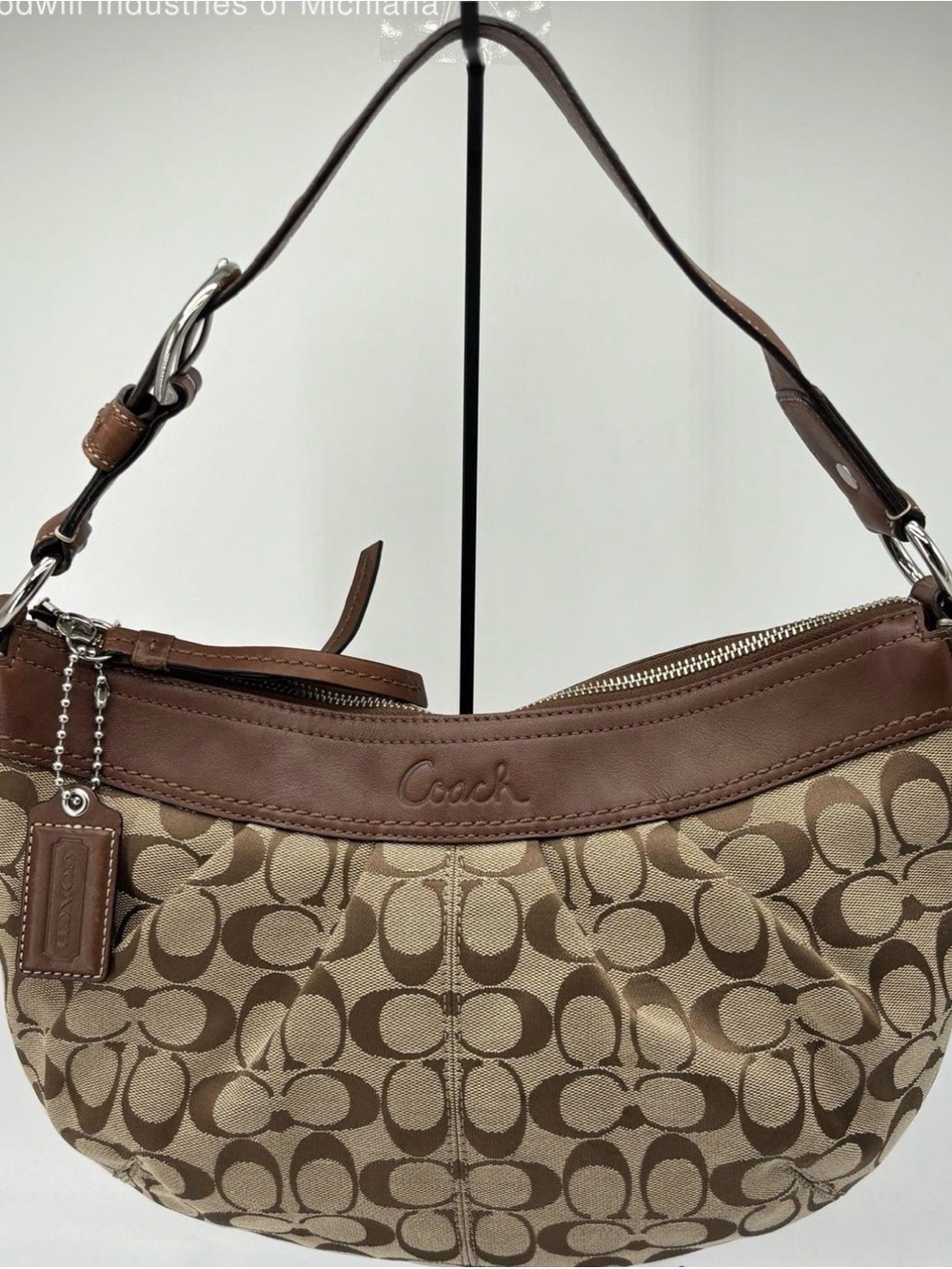 Coach Tan & Brown Signature Canvas Shoulder Bag